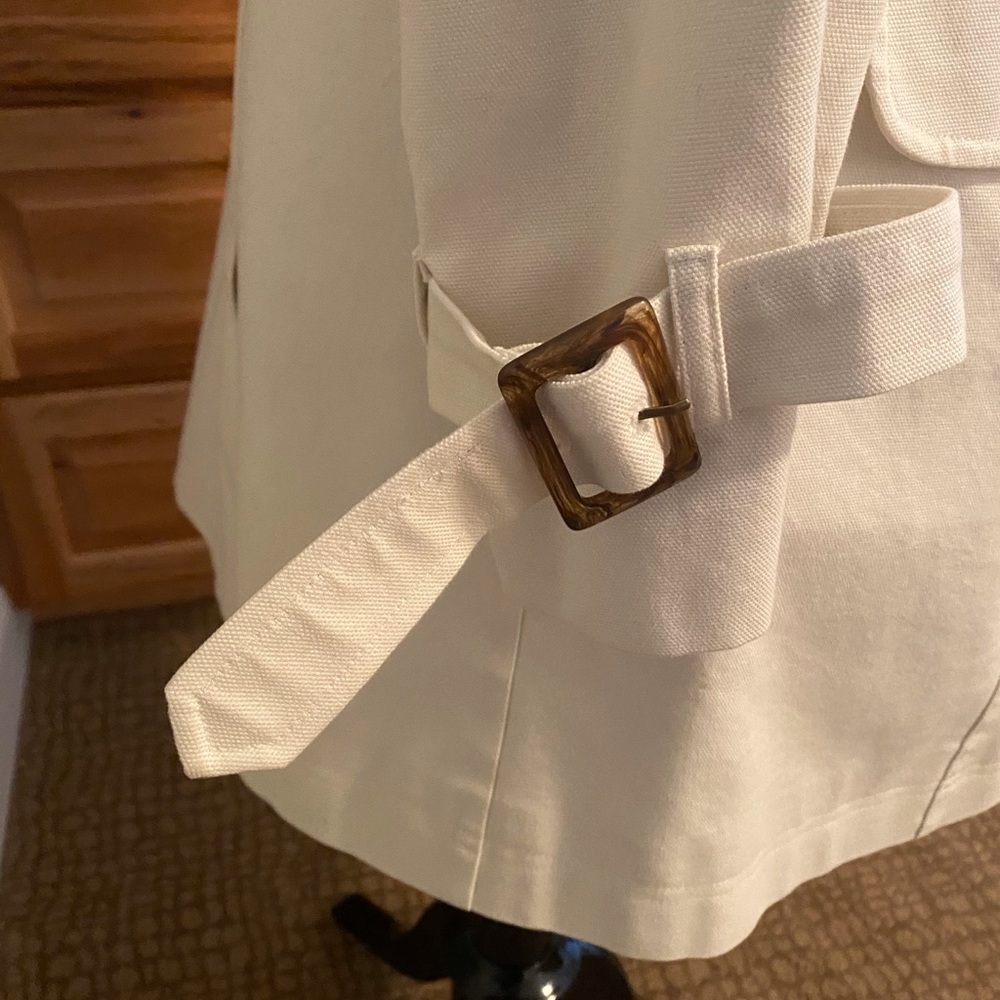 Talbots Lined White Belted Rain oat - Picture 3 of 8